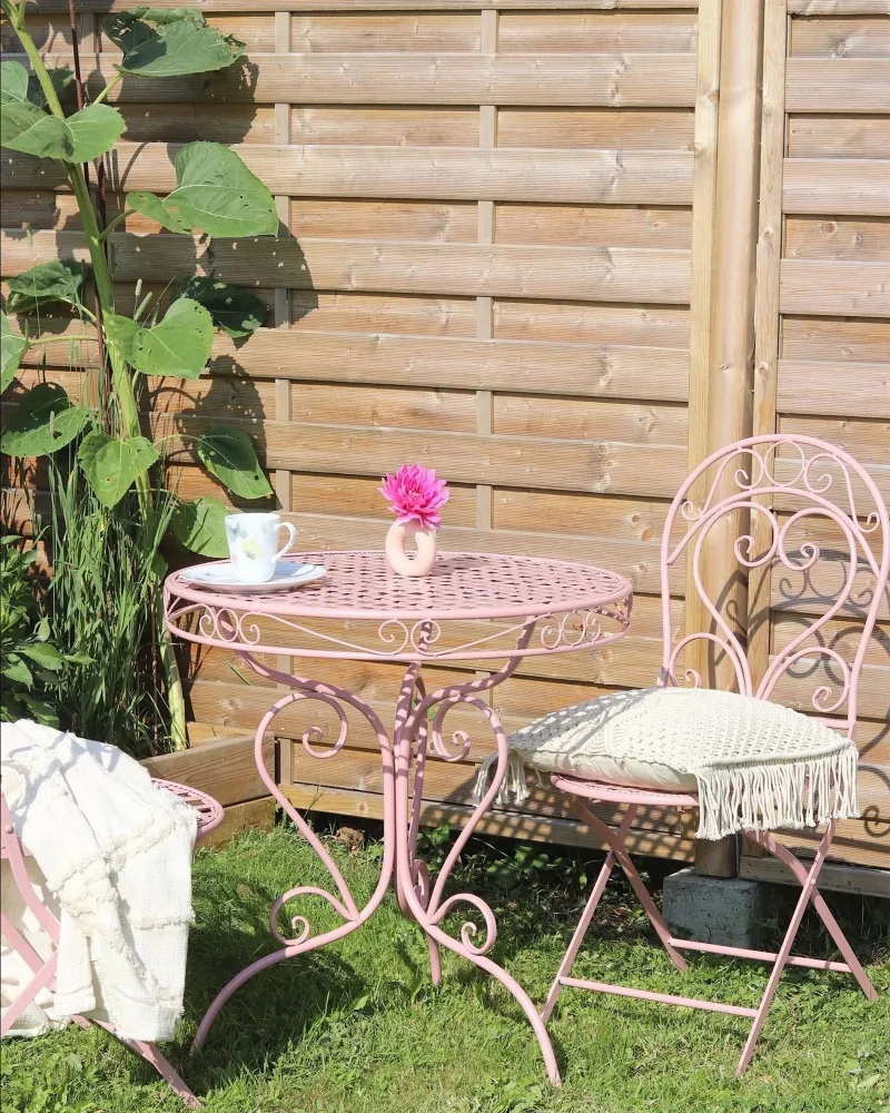 Metal Garden Bistro Set Pink ALBINIA