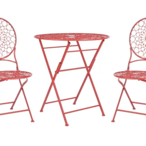 Metal Garden Bistro Set Red SCARIO