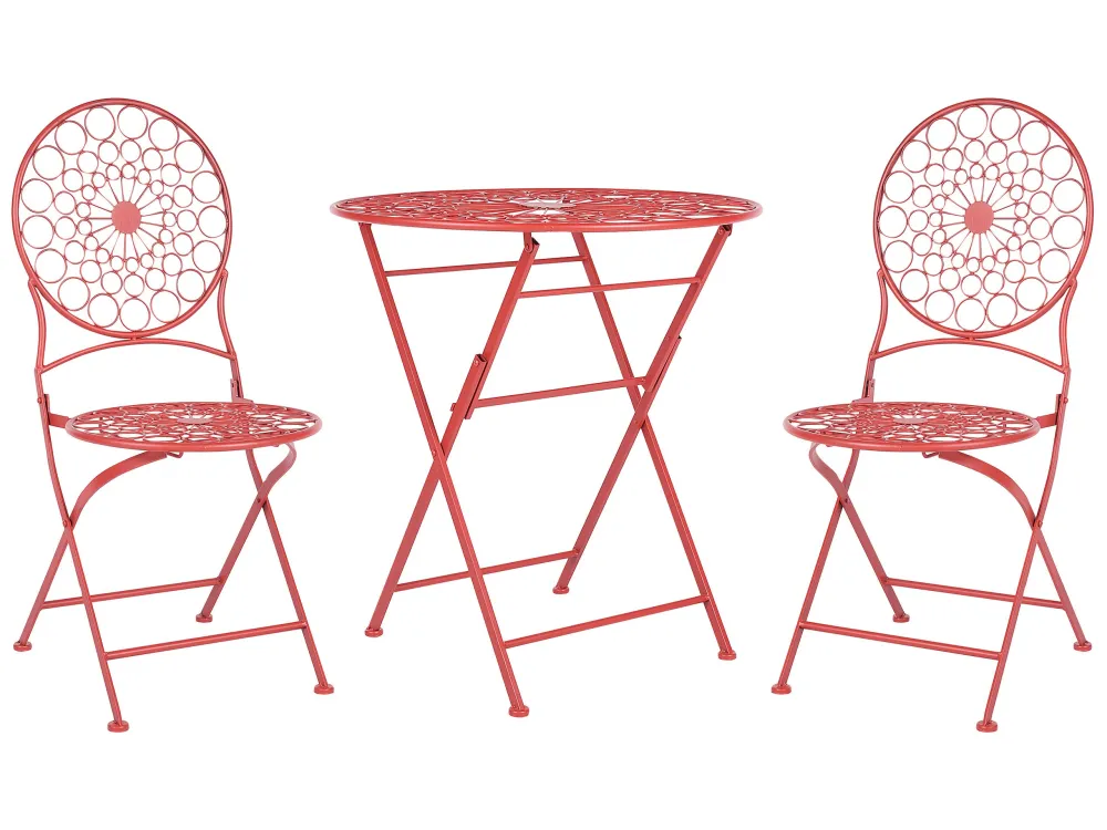 Metal Garden Bistro Set Red SCARIO