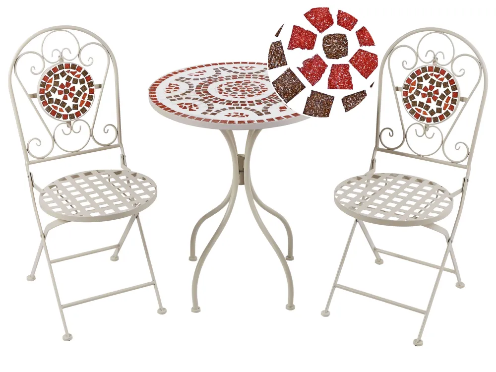 Metal Garden Bistro Set White SPELLO