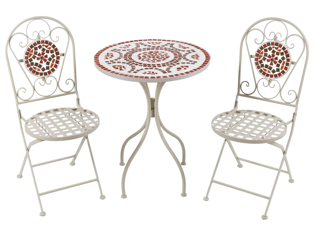 Metal Garden Bistro Set White SPELLO