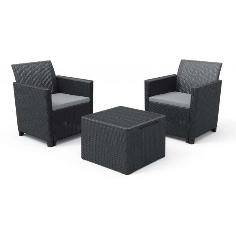 Mobili da Esterno Alluminio Keter Set 2 Poltrone + Tavolino CLAIRE BALCONY SET Grafite
