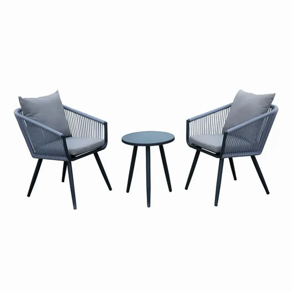Mobili da Esterno Alluminio Salotto bistrot acciaio "You&Me" tavolino + 2 poltrone da giardino
