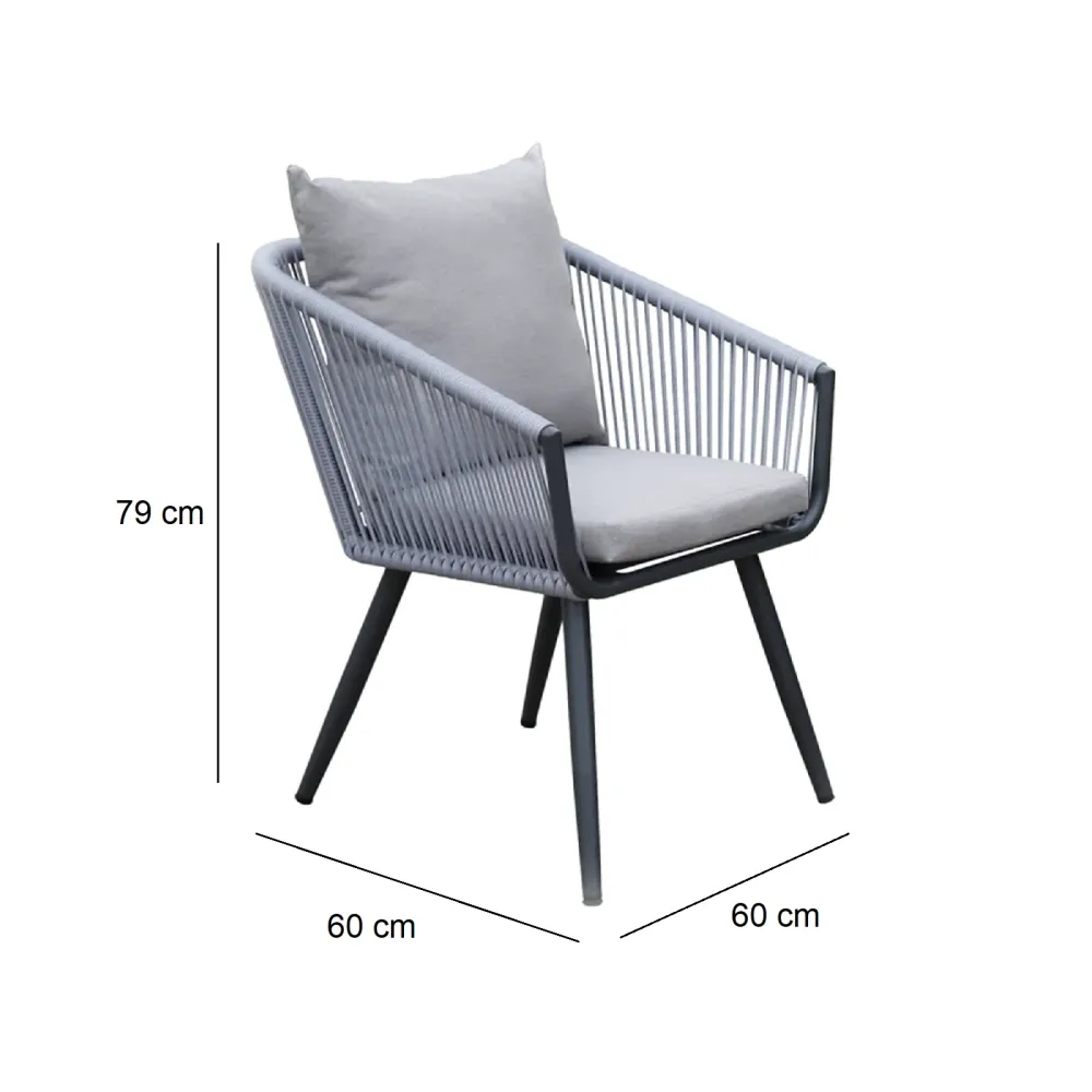 Mobili da Esterno Alluminio Salotto bistrot acciaio "You&Me" tavolino + 2 poltrone da giardino