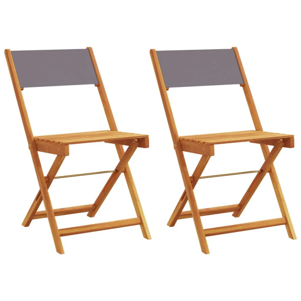 Mobili da Esterno Alluminio Sedie da Bistrò 2pz Antracite Legno Massello Acacia e Tessuto