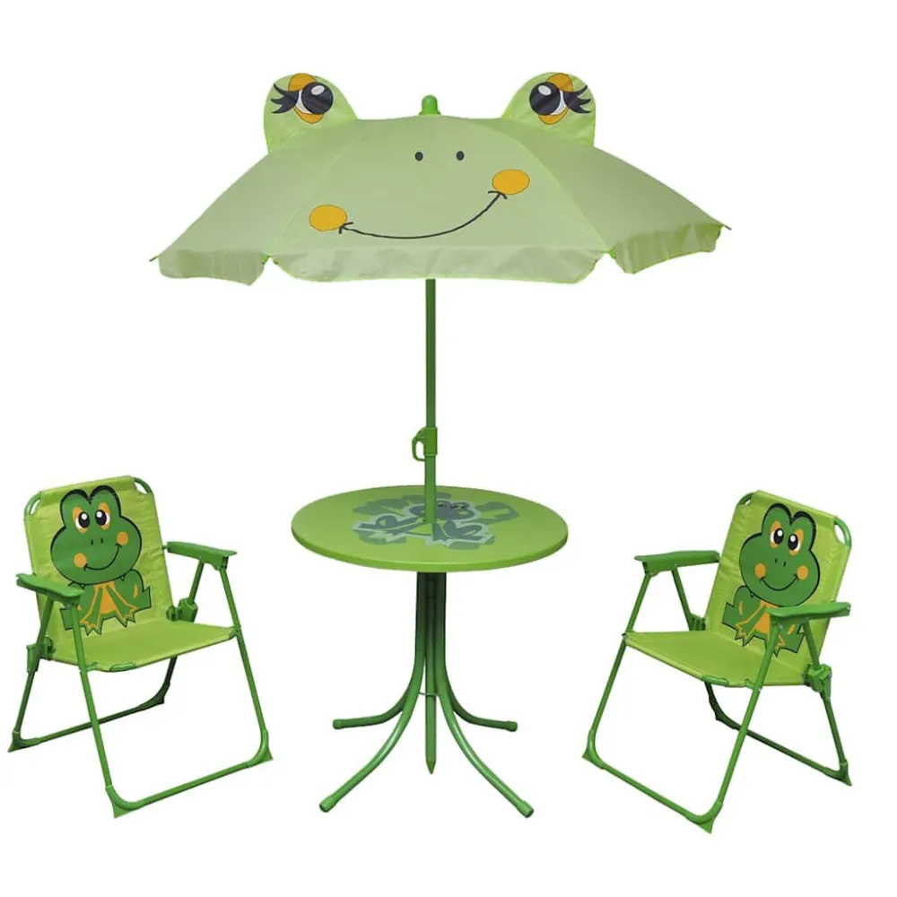 Mobili da Esterno Alluminio Set da Bistrot da Giardino per Bambini con Ombrellone Verde