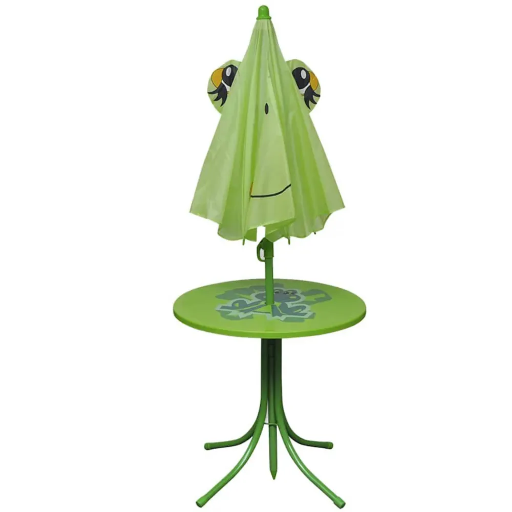 Mobili da Esterno Alluminio Set da Bistrot da Giardino per Bambini con Ombrellone Verde