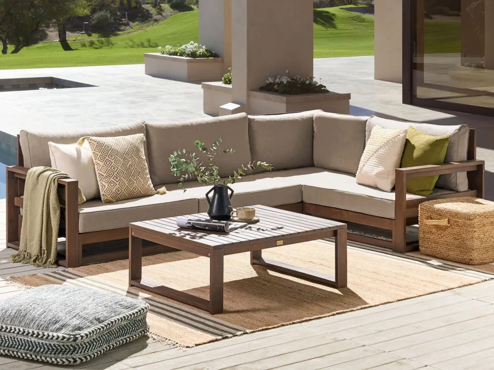 Mobili da Esterno Alluminio Set da giardino TIMOR Legno d'acacia certificato FSC® Legno fosco Sinistra