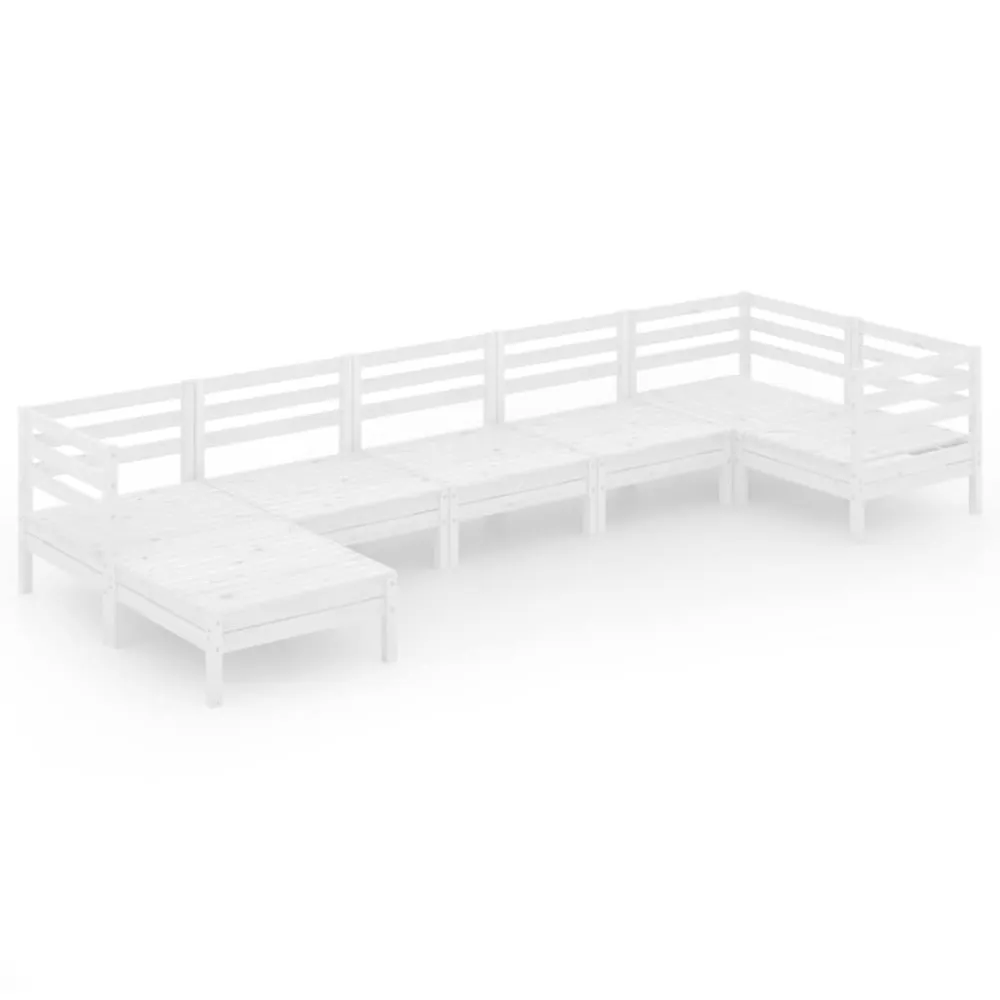 Mobili da Esterno Alluminio Set Salotto da Giardino 7 pz Legno Massello di Pino Bianco