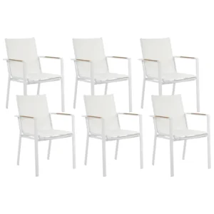 Mobili da Esterno Alluminio Set di 6 sedie da giardino BUSSETO Metallo Bianco