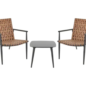 PE Rattan Bistro Set Brown ZIRIA - Con Cuscini Inclusi