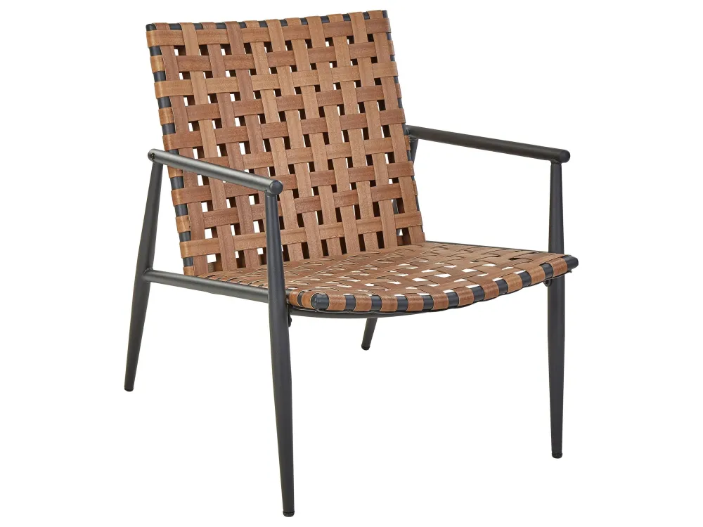 PE Rattan Bistro Set Brown ZIRIA - Con Cuscini Inclusi