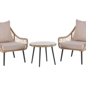 PE Rattan Bistro Set Non trattato Beige LAURETO