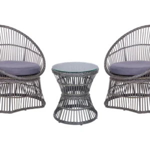 PE Rattan Bistro Set Taupe MESYNA per Terrazzo e Cortile