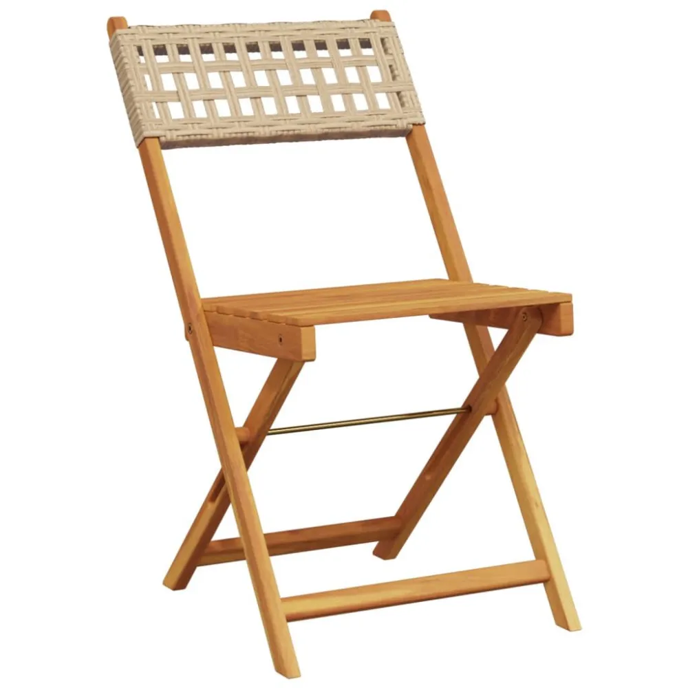 Sedie da Bistrò 2 pz Sabbia Legno Massello Acacia e Polyrattan
