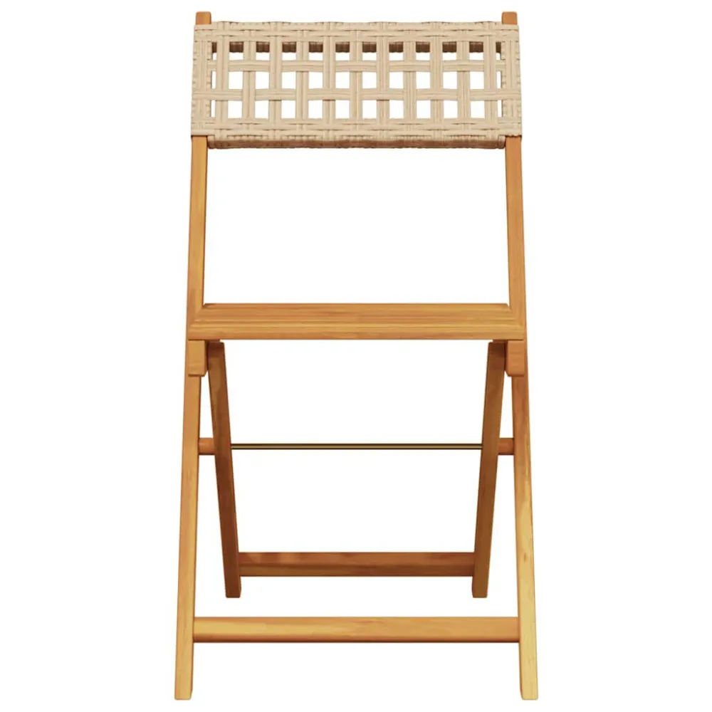 Sedie da Bistrò 2 pz Sabbia Legno Massello Acacia e Polyrattan