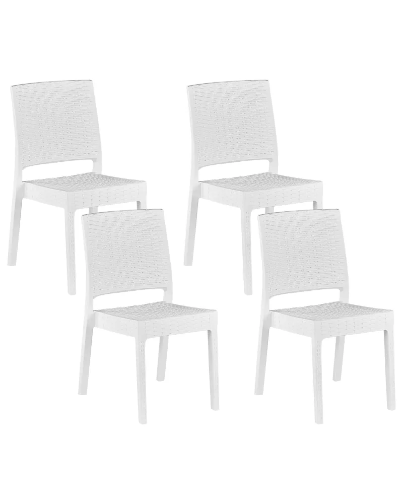 Set Angolare Set 4 Garden Chairs FOSSANO Synthetic Material White