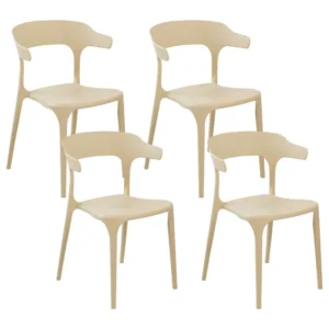 Set Angolare Set 4 Garden Chairs GUBBIO Synthetic Material Sand Camoscio