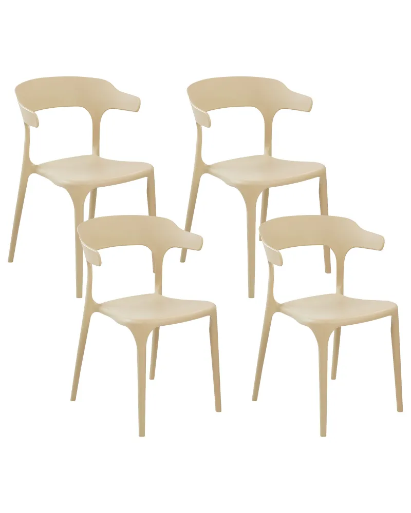 Set Angolare Set 4 Garden Chairs GUBBIO Synthetic Material Sand Camoscio