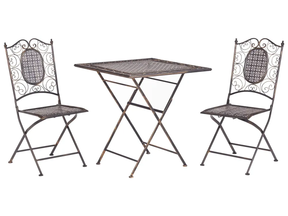 Set da balcone bistro metallo nero BORMIO Materiale Resina Intrecciata