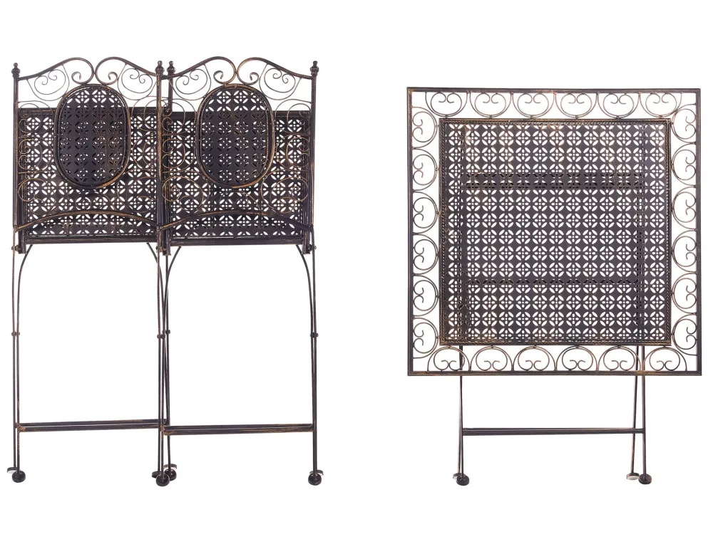Set da balcone bistro metallo nero BORMIO Materiale Resina Intrecciata