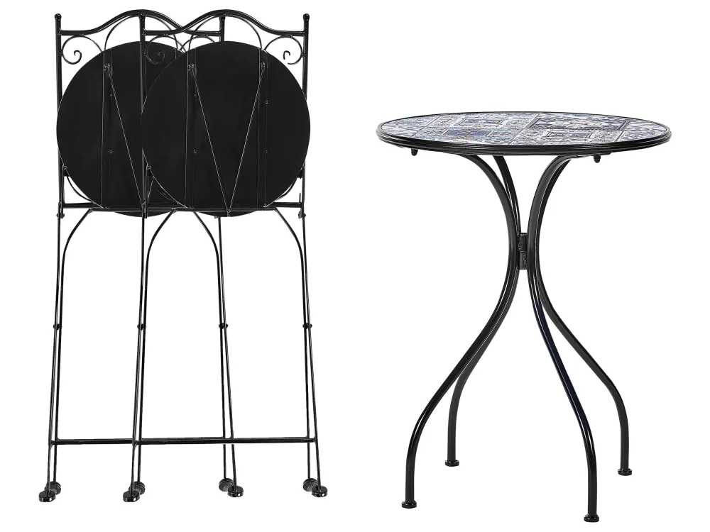 Set da balcone metallo nero 2 posti CIVITA con Cuscini Inclusi