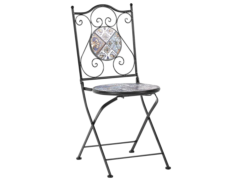 Set da balcone metallo nero 2 posti CIVITA con Cuscini Inclusi