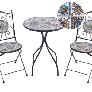Set da balcone metallo nero 2 posti CIVITA - Con Cuscini Inclusi