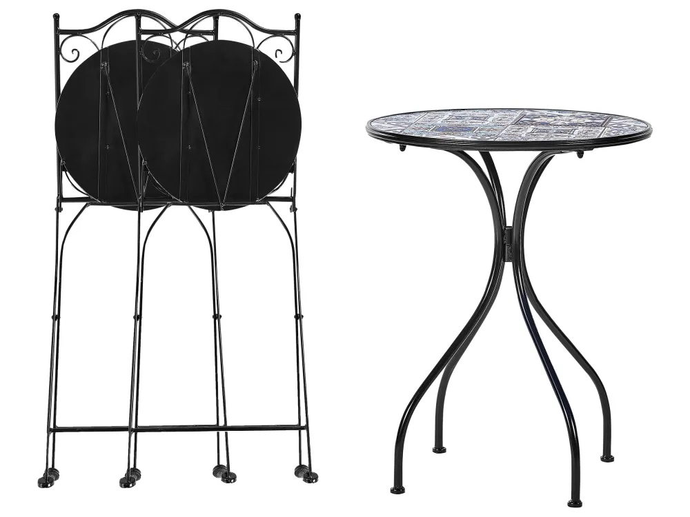 Set da balcone metallo nero 2 posti CIVITA - Con Cuscini Inclusi