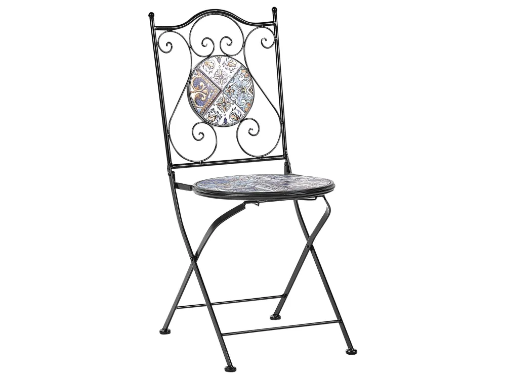 Set da balcone metallo nero 2 posti CIVITA - Con Cuscini Inclusi