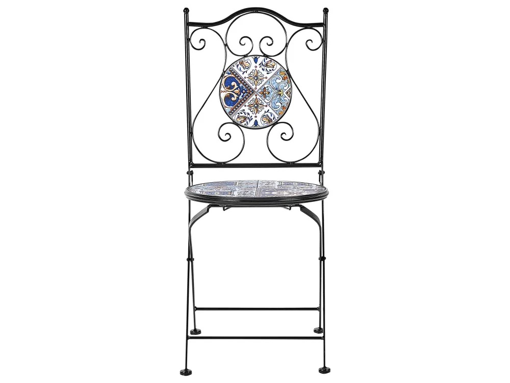 Set da balcone metallo nero 2 posti CIVITA - Con Cuscini Inclusi