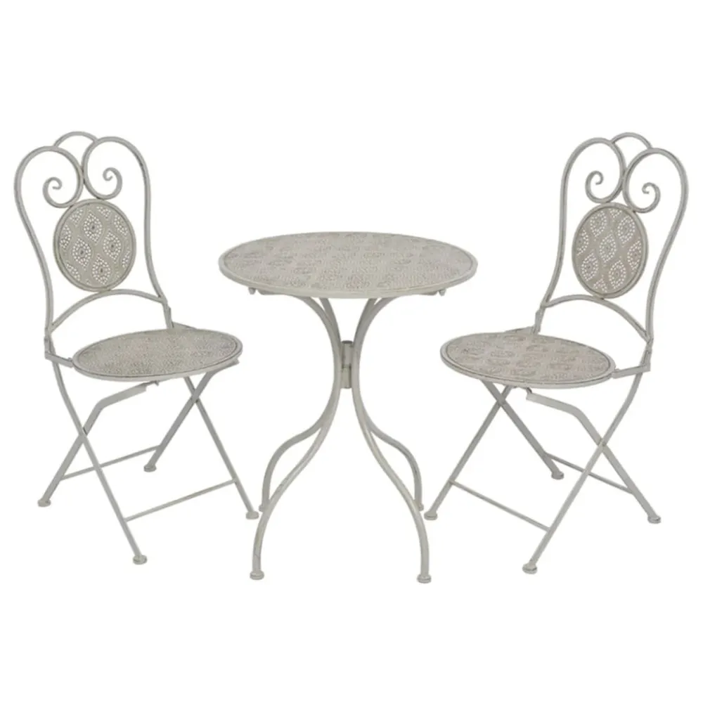 Set da Bistrò 3 pz Acciaio Grigio con Cuscini Inclusi