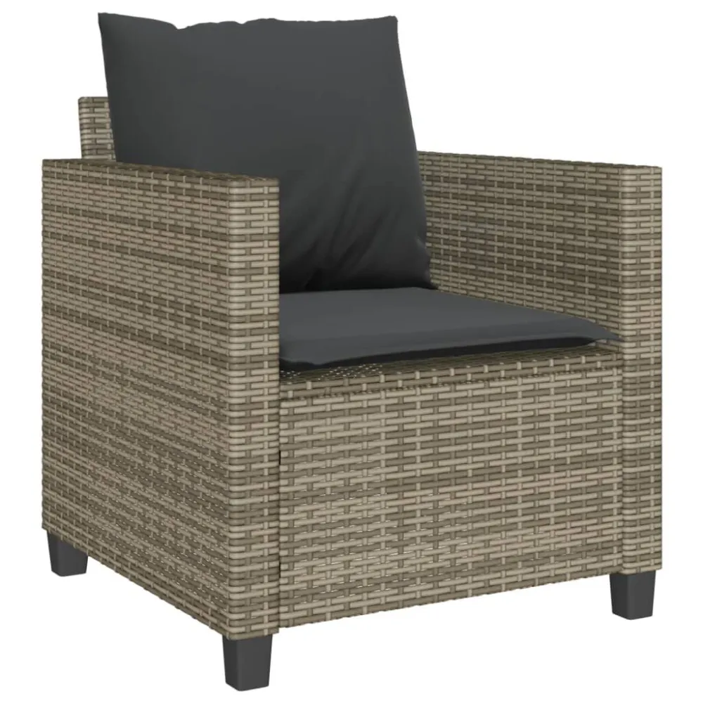 Set da Bistrò 3 pz con Cuscini Grigio Polyrattan Materiale Resina Intrecciata