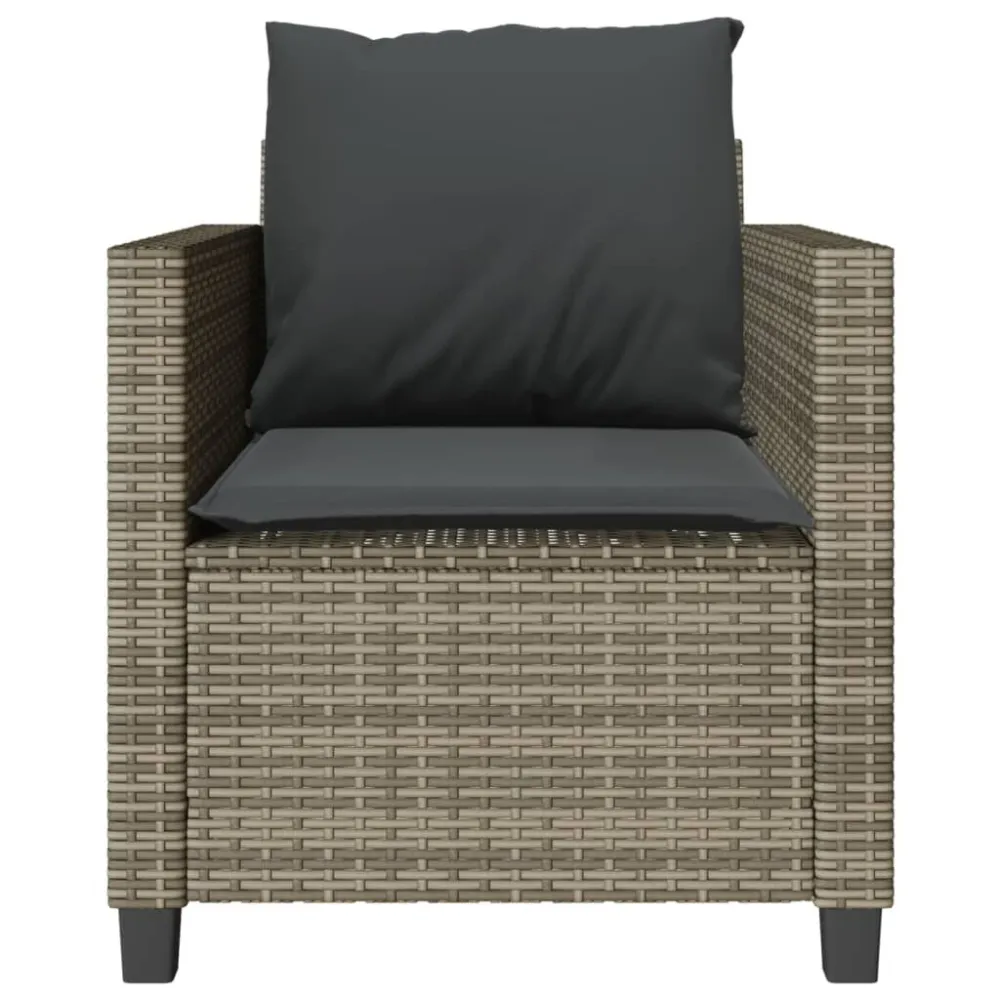 Set da Bistrò 3 pz con Cuscini Grigio Polyrattan Materiale Resina Intrecciata