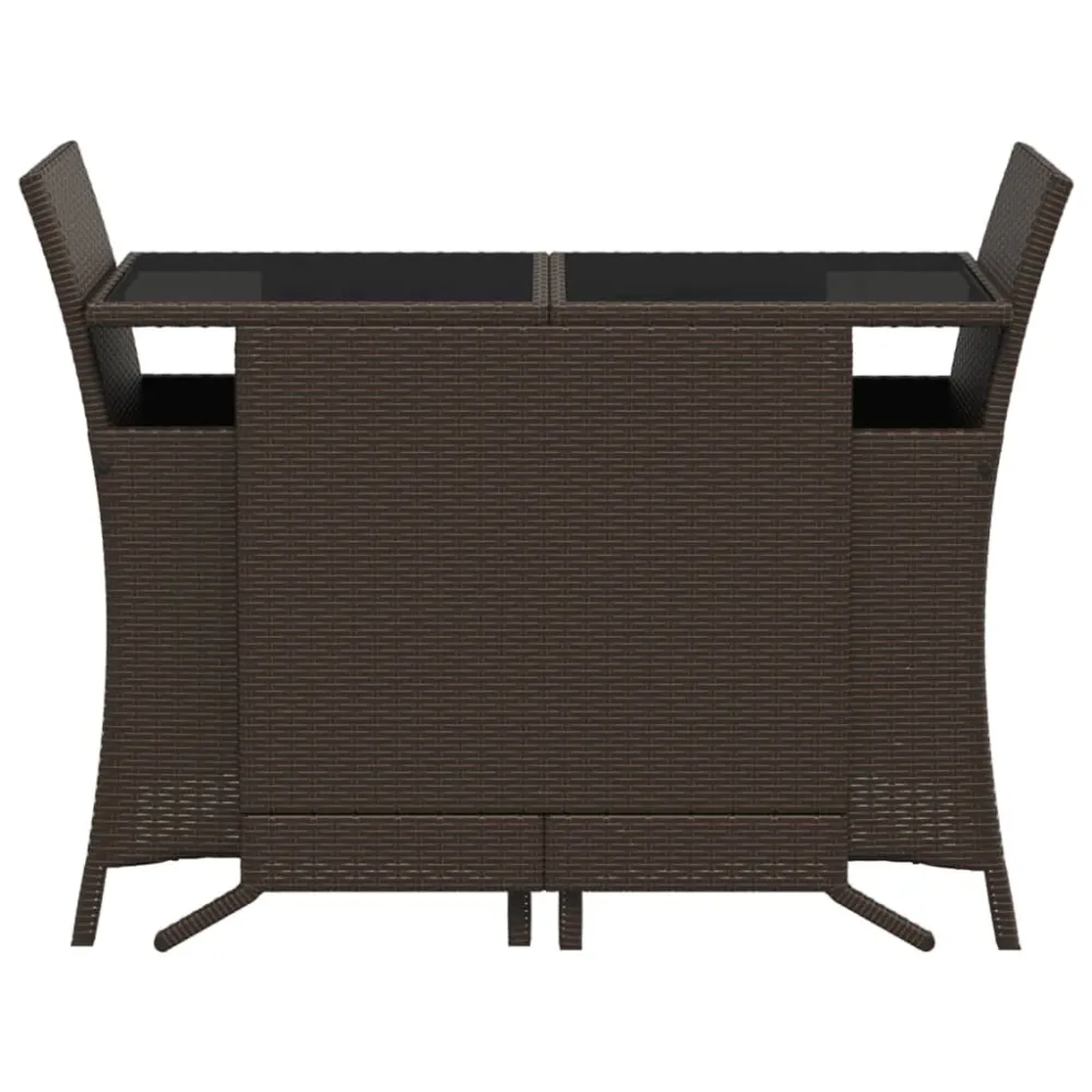 Set Bistrò 3 pz con Cuscini Marrone Polyrattan Stile Moderno