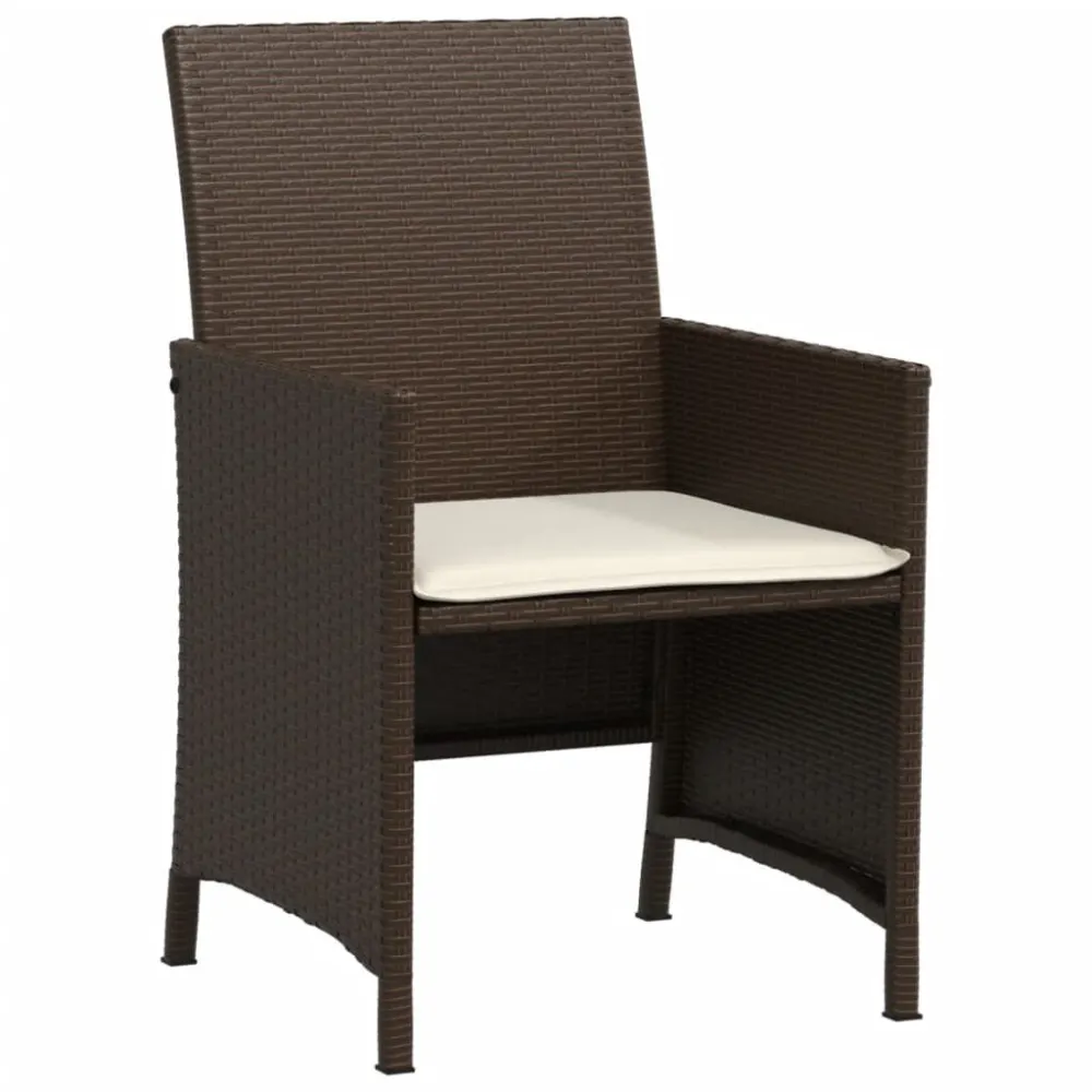 Set Bistrò 3 pz con Cuscini Marrone Polyrattan Stile Moderno