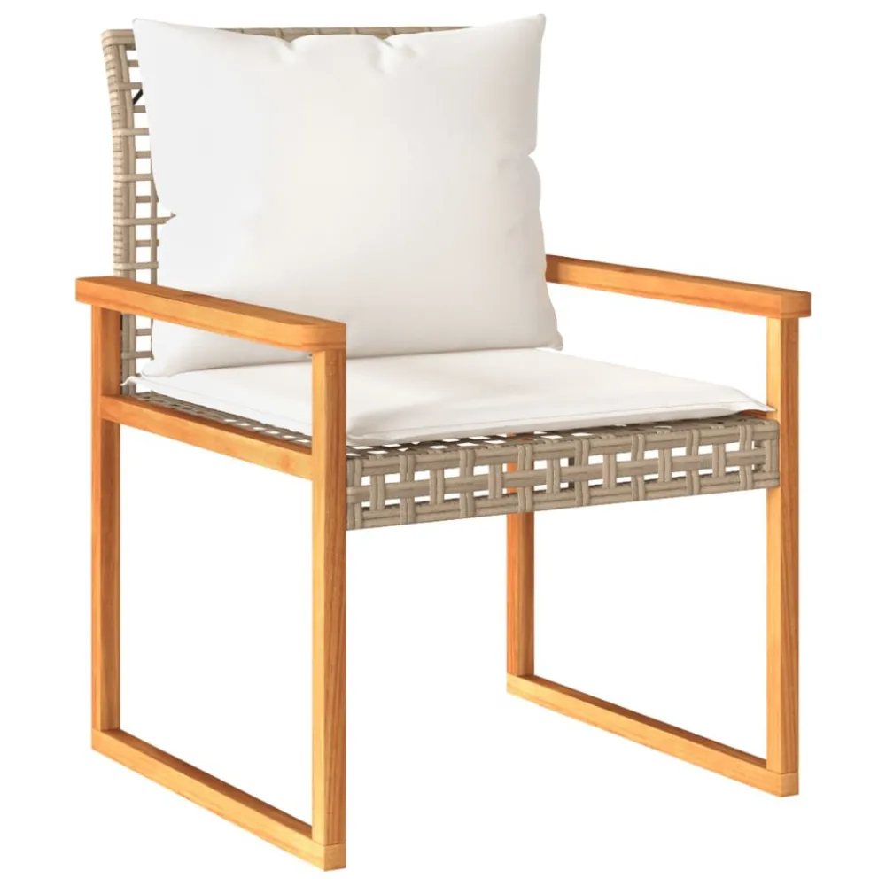 Set da Bistrò 3 pz con Cuscini Panna Misto Polyrattan e Acacia
