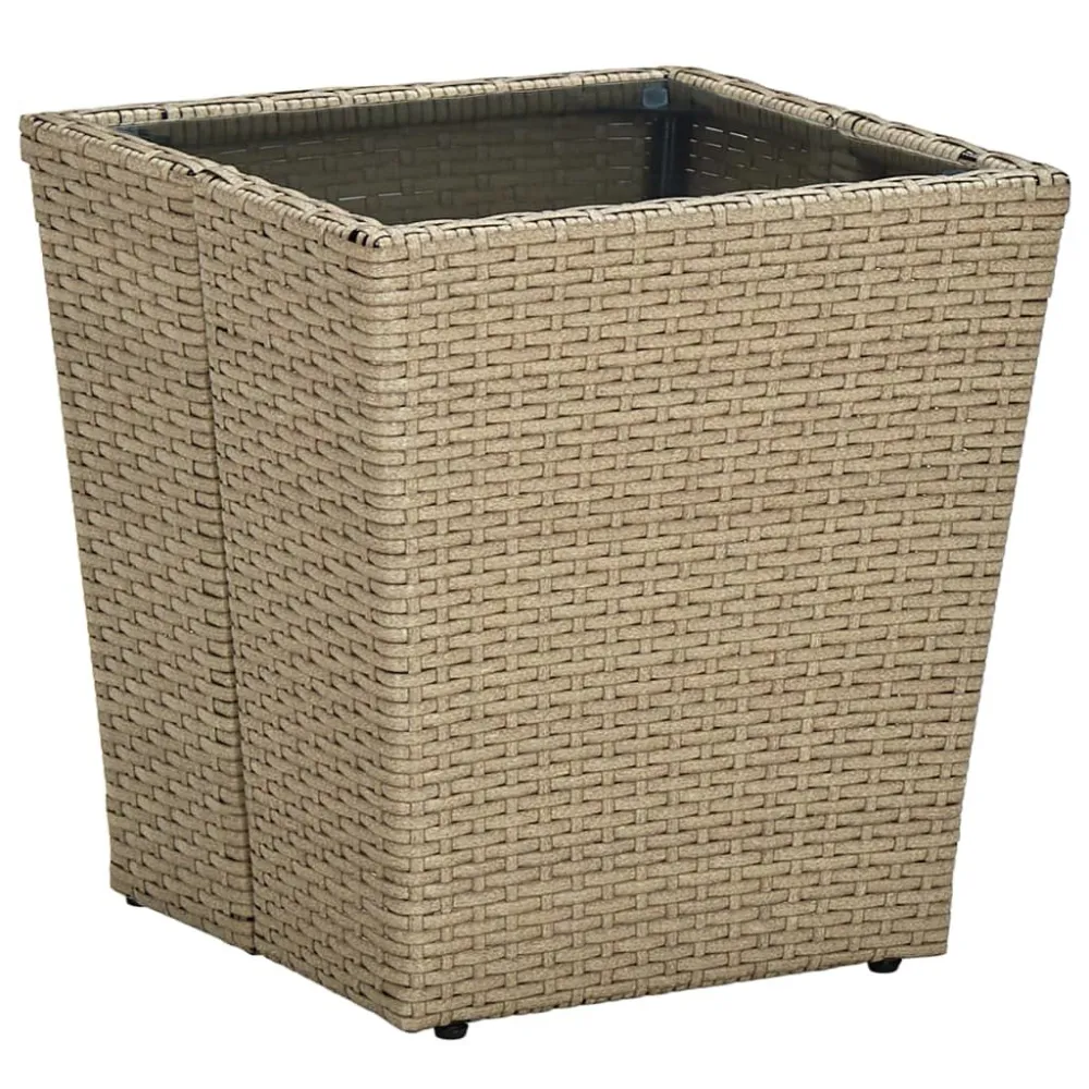 Set da Bistrò 3 pz con Cuscini Panna Polyrattan e Vetro Quick Assembly