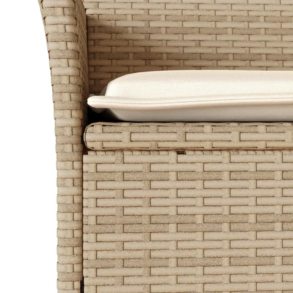 Set da Bistrò 3 pz con Cuscini Panna Polyrattan e Vetro Quick Assembly