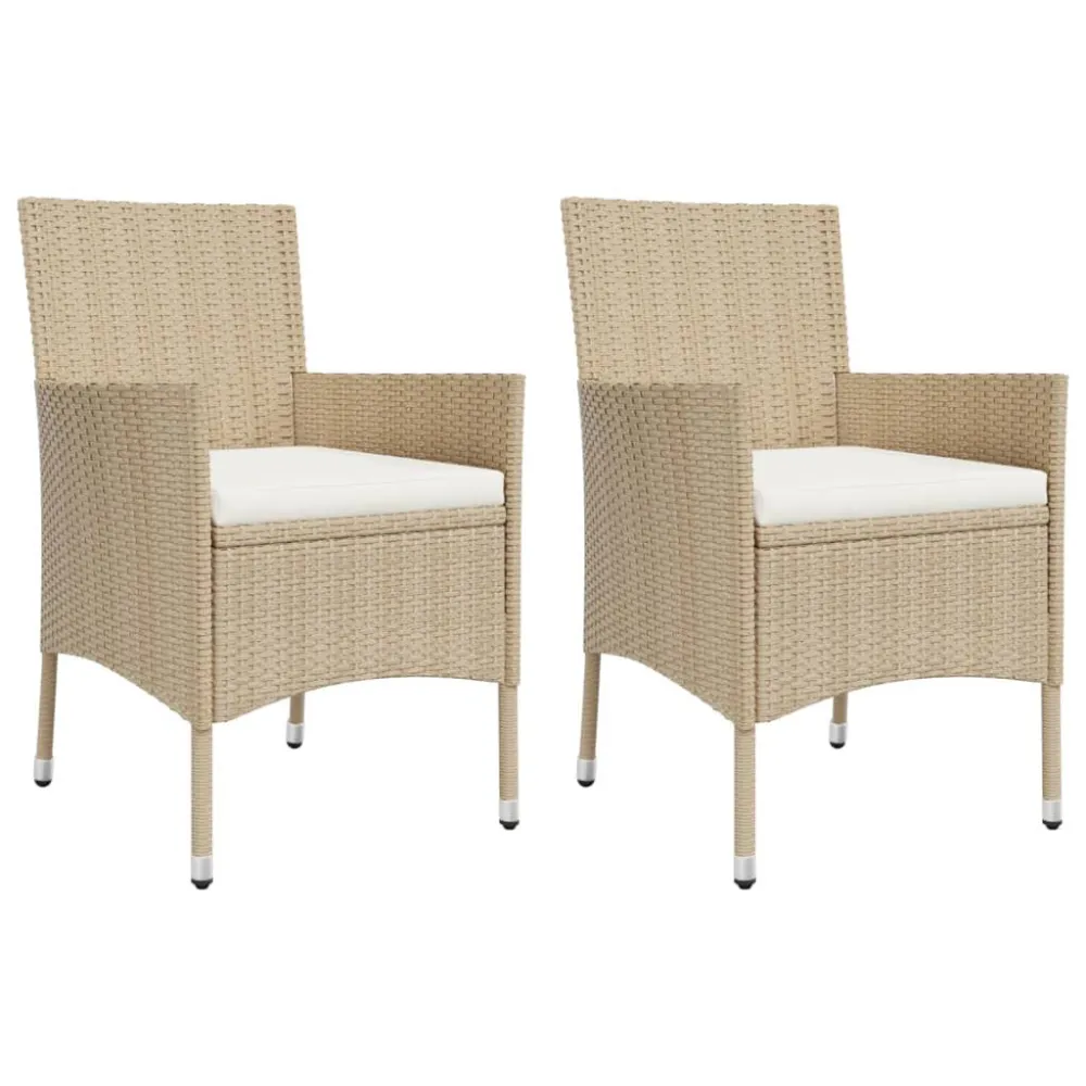 Set da Bistrò da Giardino 3 pz con Cuscini Sabbia Polyrattan