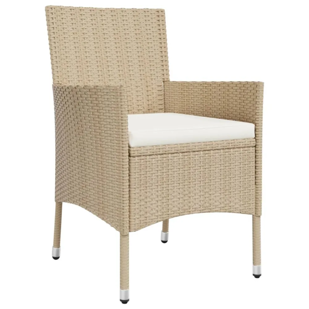 Set da Bistrò da Giardino 3 pz con Cuscini Sabbia Polyrattan