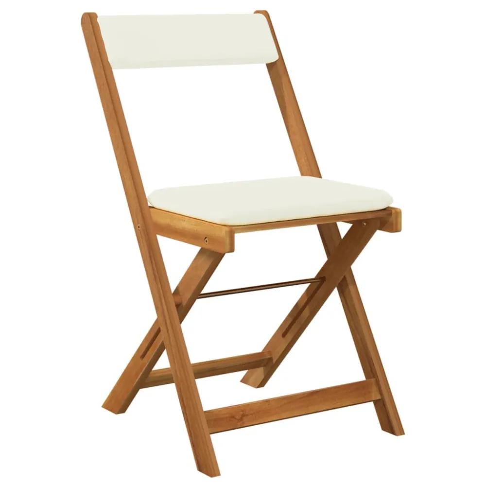 Set da Bistrò Pieghevole 3pz con Cuscini Legno Massello Acacia - Con Cuscini Inclusi