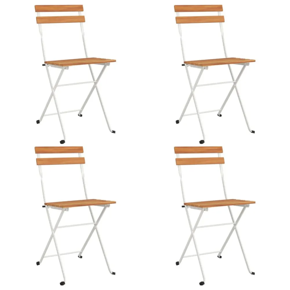 Set Bistrò Pieghevole 5pz Legno Massello di Acacia e Acciaio | Impermeabile e UV Resistente
