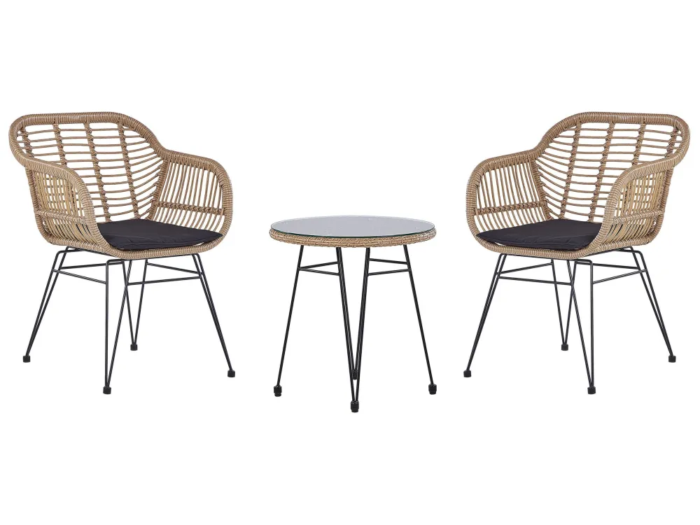 Set bistro da balcone rattan color naturale TROPEA II Stile Moderno