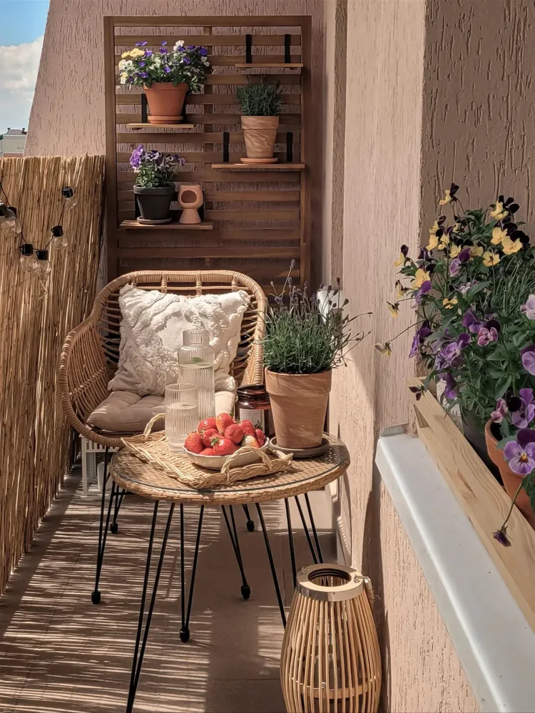 Set bistro da balcone rattan color naturale TROPEA II Stile Moderno