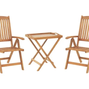 Set bistro per due legno di acacia JAVA con 4 Sedie e Tavolo