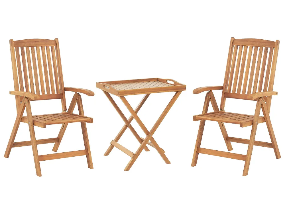 Set bistro per due legno di acacia JAVA con 4 Sedie e Tavolo