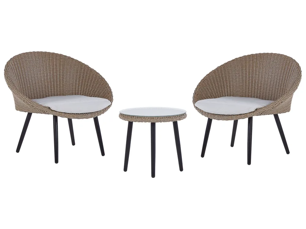 Set bistro rattan color naturale ORTIGIA per Terrazzo e Cortile