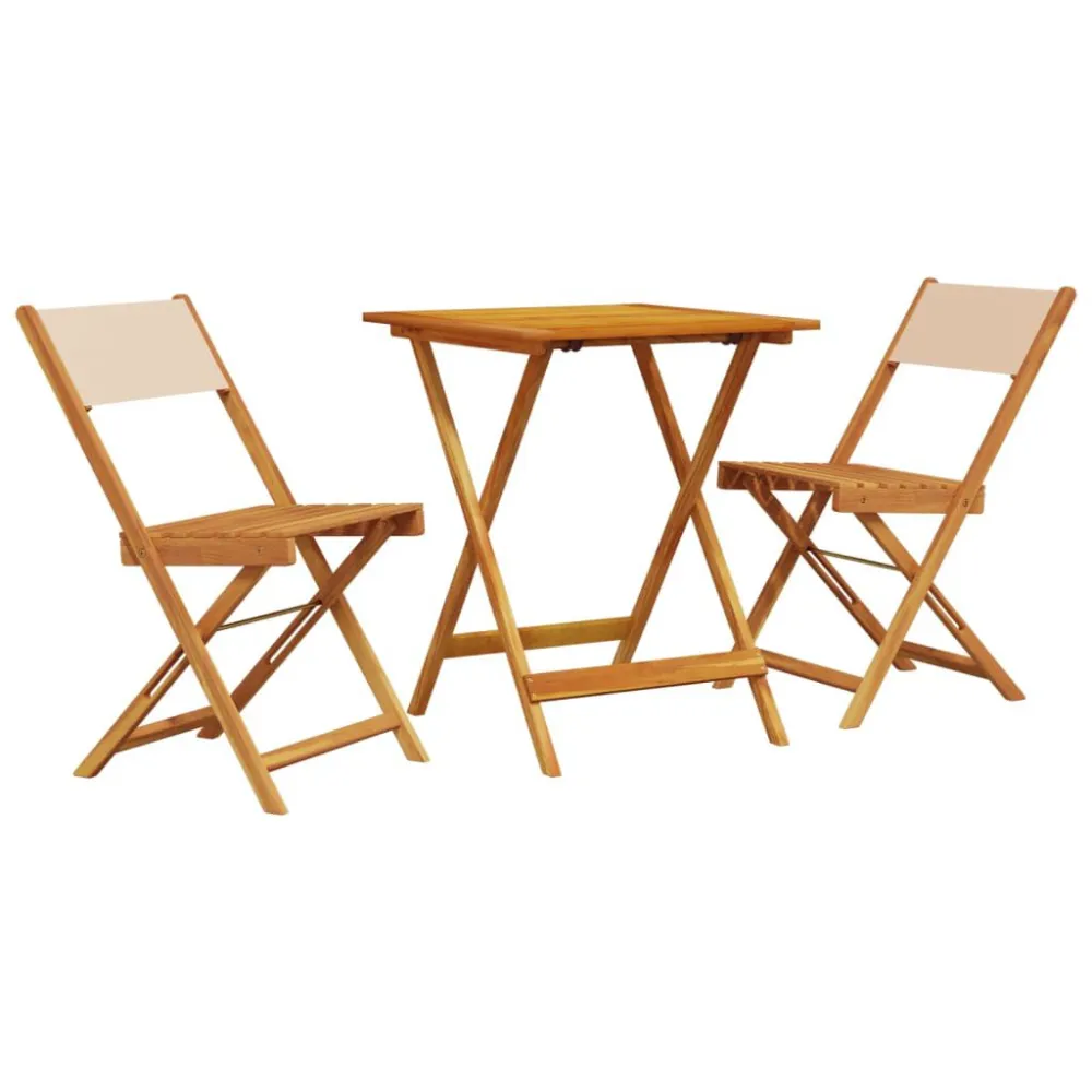 Set da Bistrot 3pz Panna Tessuto e Legno Massello