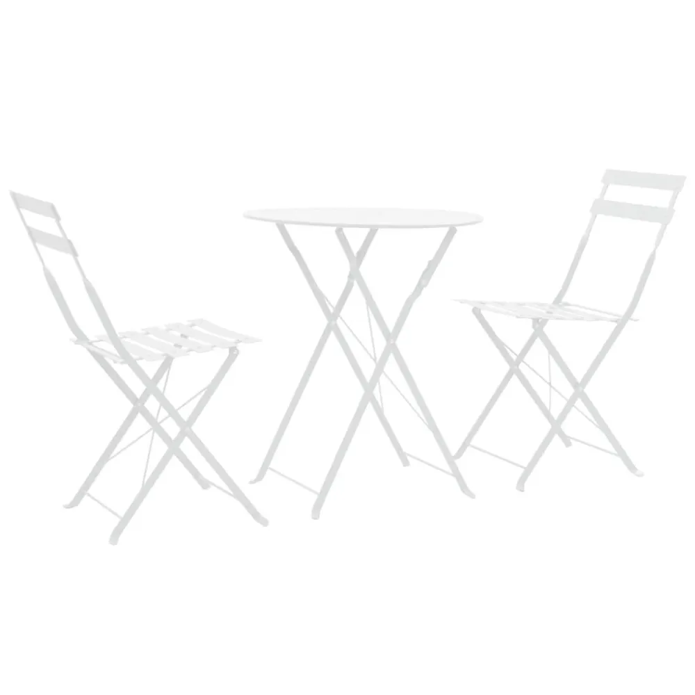 Set da Bistrot 3 pz Acciaio Bianco | Impermeabile e UV Resistente